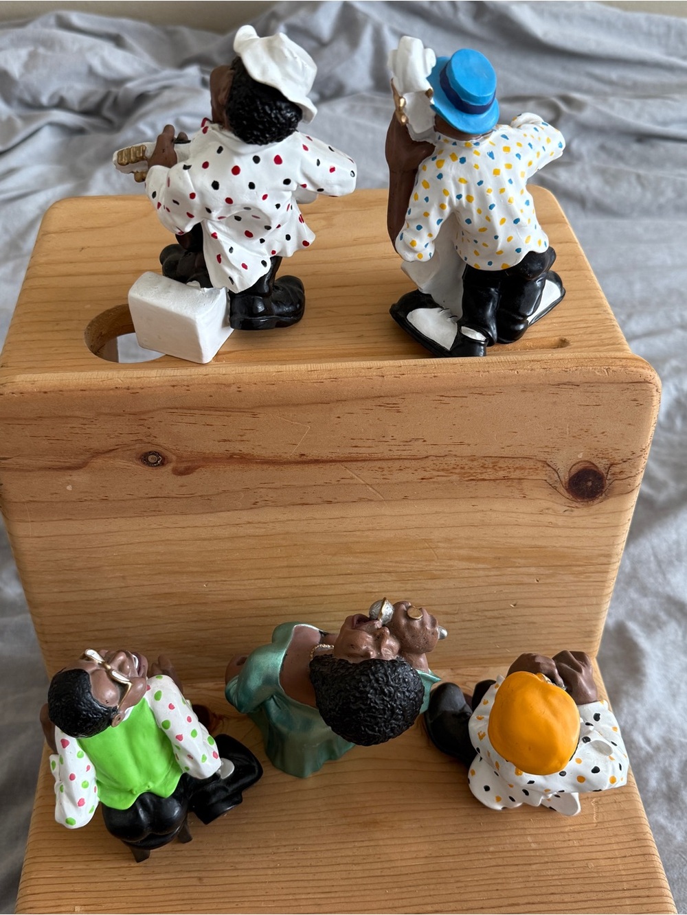Vintage 90's New Orleans Singer and Jazz Band Set of 5 Black Americana Resin - Picture 2 of 6